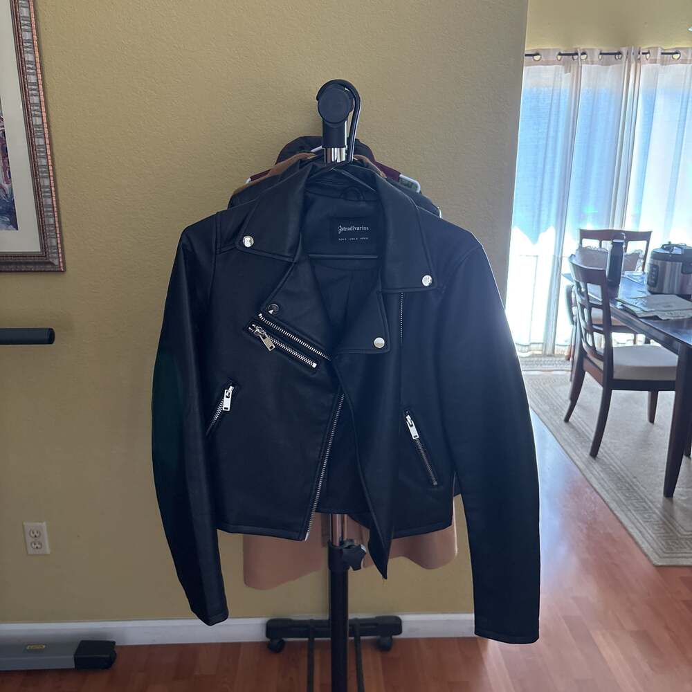 Stradivarius Leather Effect Jacket with Pockets